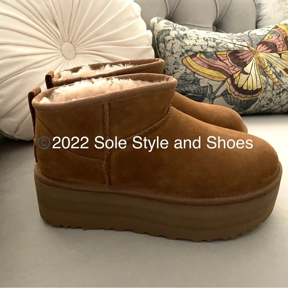 UGG Classic Ultra Mini Platform Boots Chestnut 8 RETAIL $170 - Picture 10 of 12